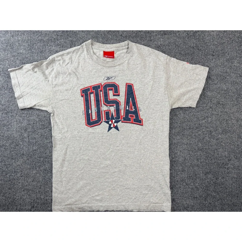 Vintage Reebok USA Basketball T Shirt Small Gray Graphic Tee Y2K‎ 90s Mens - Picture 5 of 9